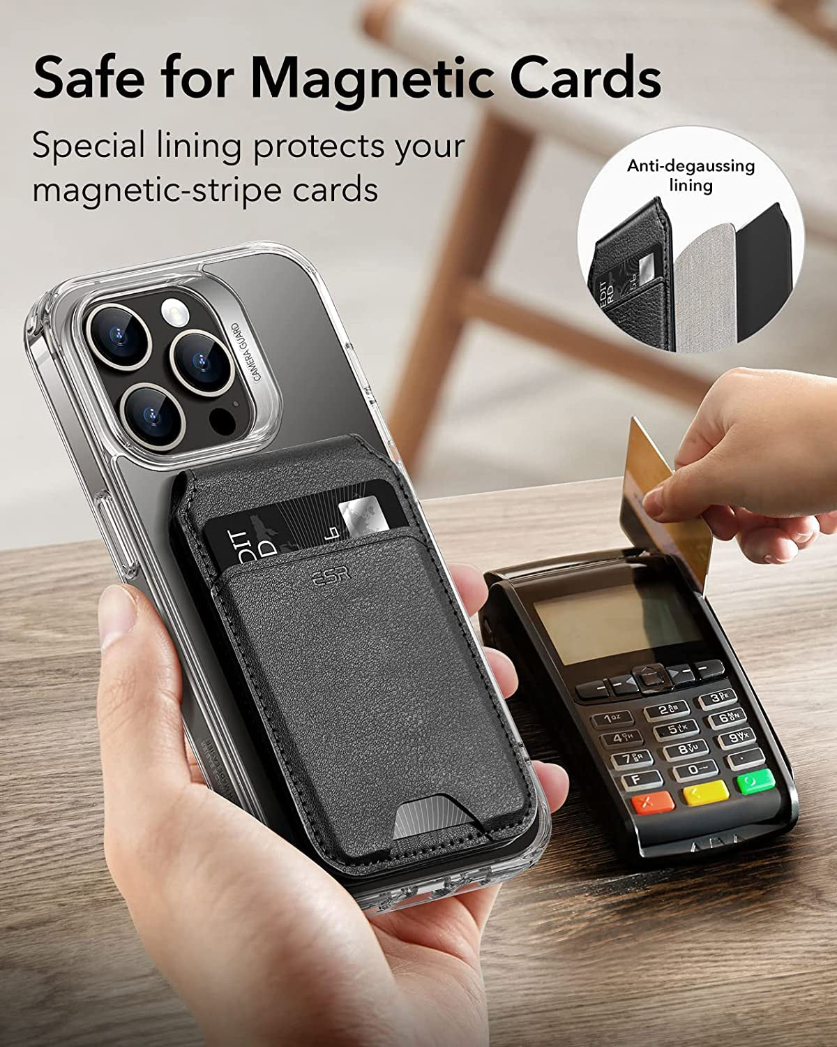 ESR Halolock Magsafe Wallet and Clear Case Set, Compatible with Iphone 14 Pro Case, Black Detachable Magsafe Wallet with Adjustable Stand, 3-Card Holder, Military-Grade Protection  ESR   