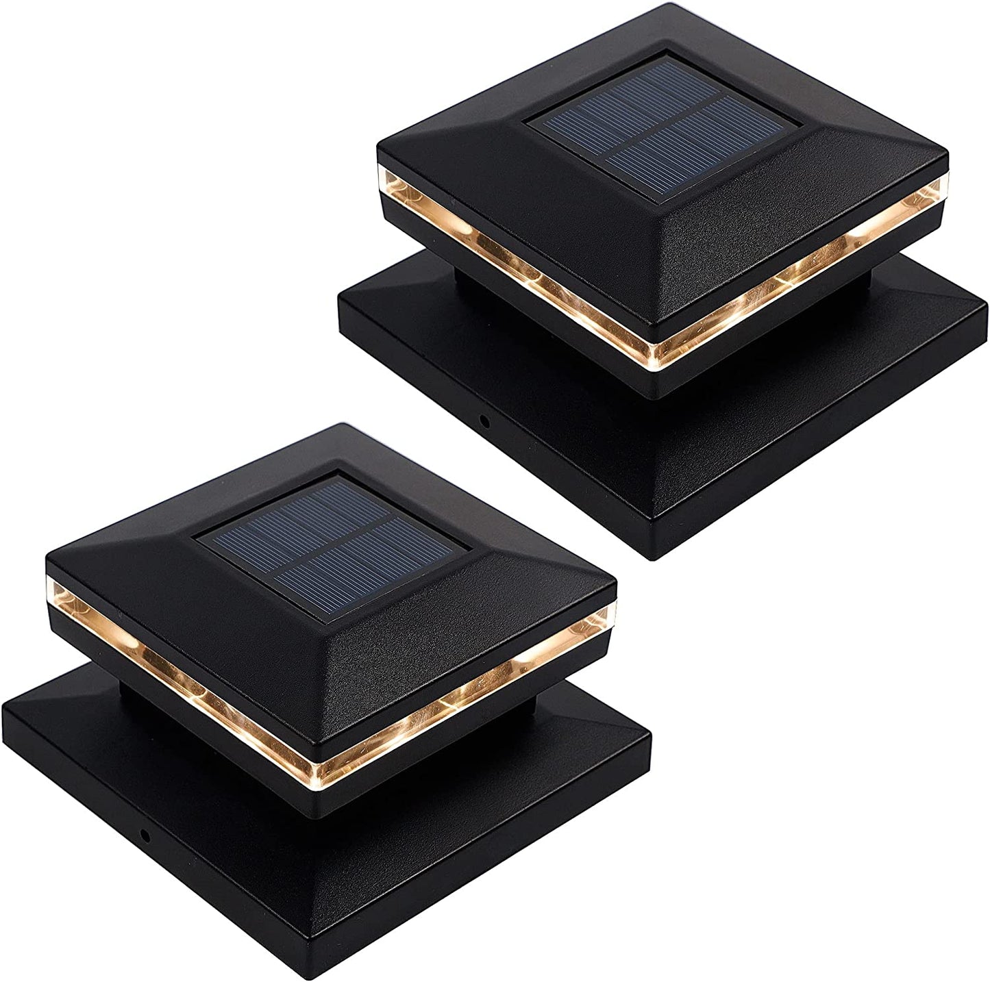 MAGGIFT 15 Lumen Outdoor Post Cap Light for Fence Deck or Patio, Warm White High Brightness SMD LED Lighting, Lamp Fits 4X4, 5X5 or 6X6 Wooden Posts, 6 Pack  MAGGIFT Black 2 pack 