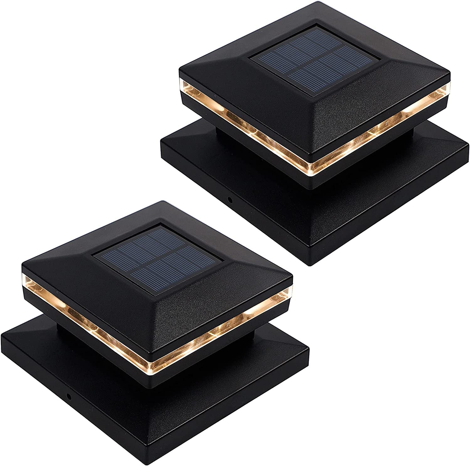 MAGGIFT 15 Lumen Outdoor Post Cap Light for Fence Deck or Patio, Warm White High Brightness SMD LED Lighting, Lamp Fits 4X4, 5X5 or 6X6 Wooden Posts, 6 Pack  MAGGIFT Black 2 pack 