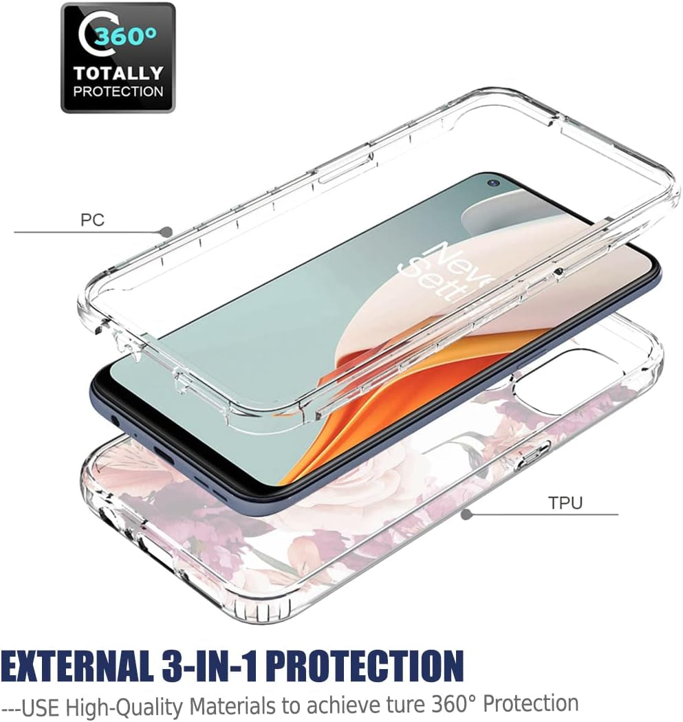 Bohefo Case for Oneplus Nord N100 Case, BE2013 Case with Tempered Glass Screen Protector, Full Body Cute Floral Bumper Shockproof Protective Phone Case Cover for Oneplus Nord N100 (Purple Flower)  Bohefo   