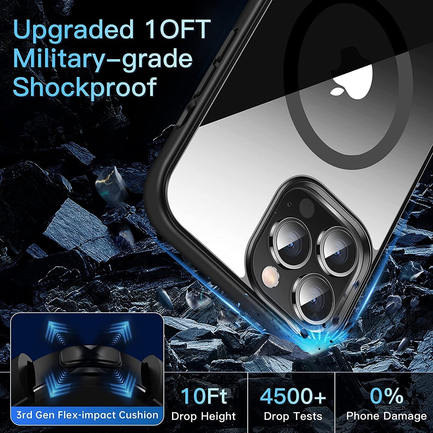 CASEKOO Strong Magnetic Clear for Iphone 14 Pro Max Case Transparent Back with Removable Magnetic Kickstand [Anti-Yellowing] [Compatible with Magsafe] Shockproof Protective Slim Cover 6.7 Inch, Black  CASEKOO   