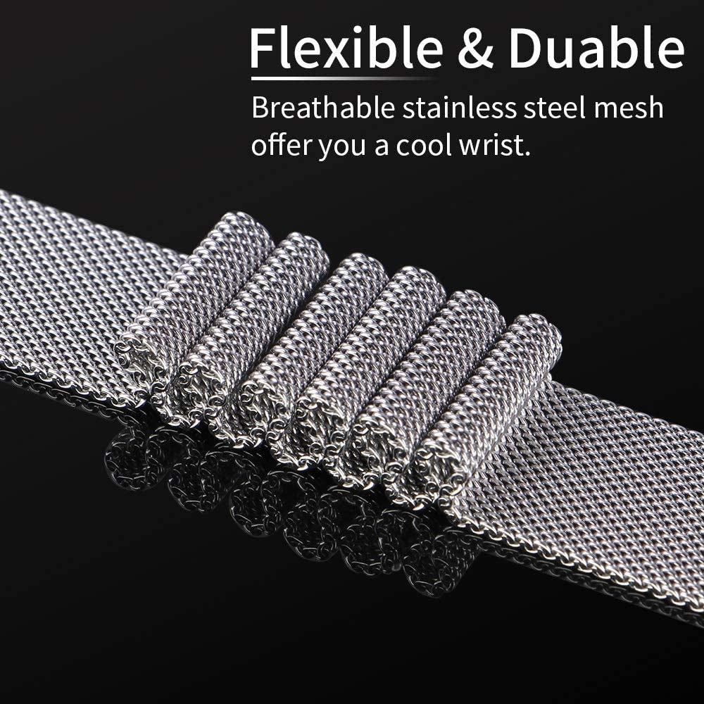 2 Pack Metal Band Compatible with Apple Watch Bands 40Mm 38Mm 41Mm 45Mm 44Mm 42Mm 49Mm, Stainless Steel Milanese Mesh Loop Magnetic Wristband for Iwatch Series 8 7 6 5 4 3 2 1 SE Ultra for Women Men  Generic   
