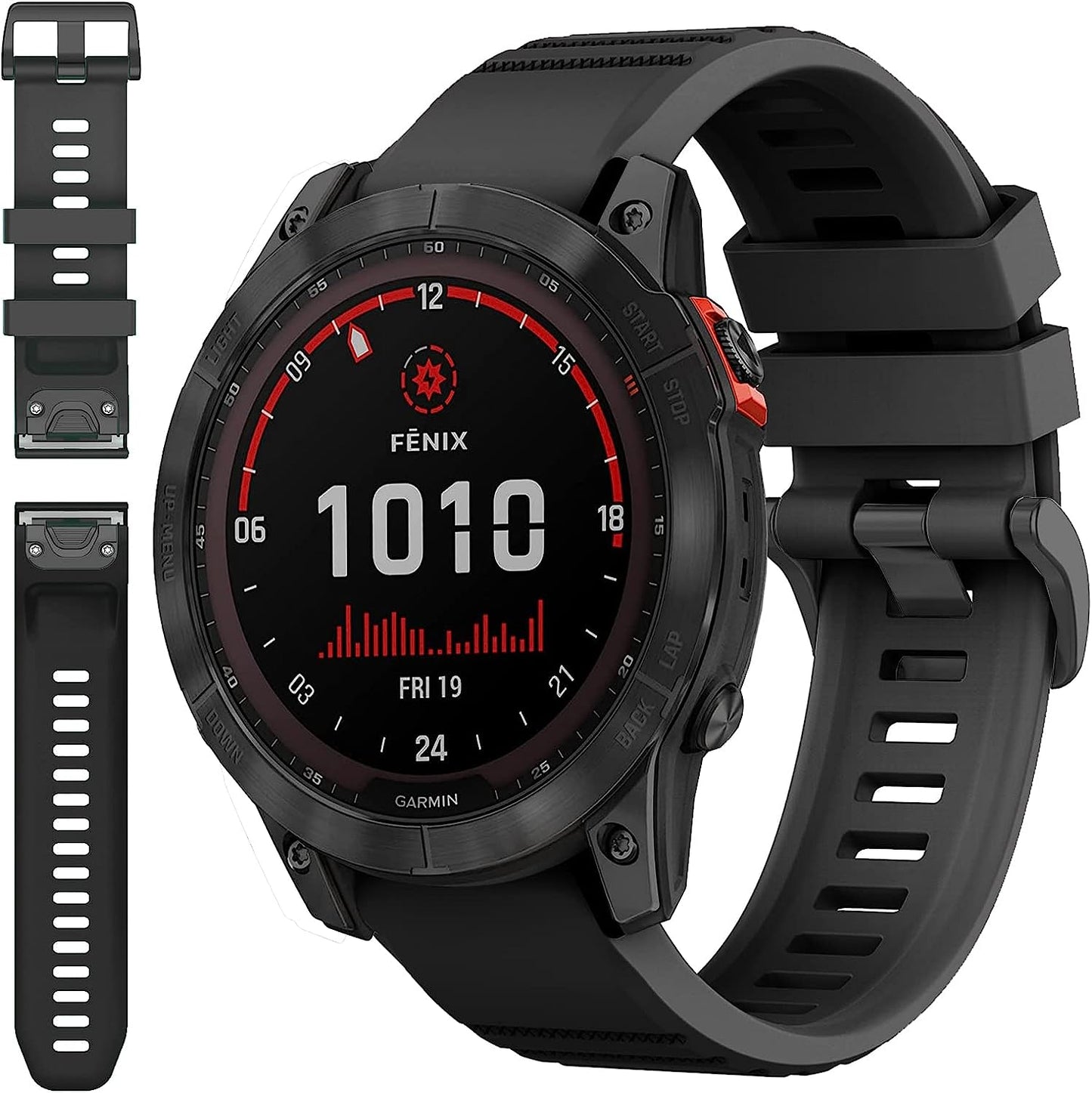 Miimall Compatible for Garmin Fenix 7X Silicone Band, Soft Sport Watch Wristband Women Man Flexible Replacement Band Strap for Garmin Fenix 26Mm 7X/7X Solar/7X Sapphire Solar/6X/5X(Black)  Miimall Black  