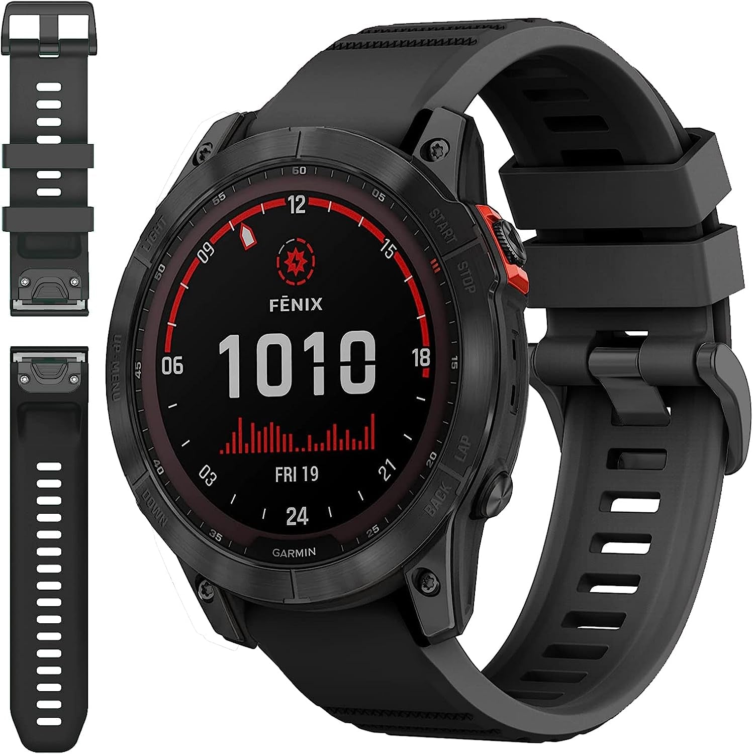 Miimall Compatible for Garmin Fenix 7X Silicone Band, Soft Sport Watch Wristband Women Man Flexible Replacement Band Strap for Garmin Fenix 26Mm 7X/7X Solar/7X Sapphire Solar/6X/5X(Black)  Miimall Black  