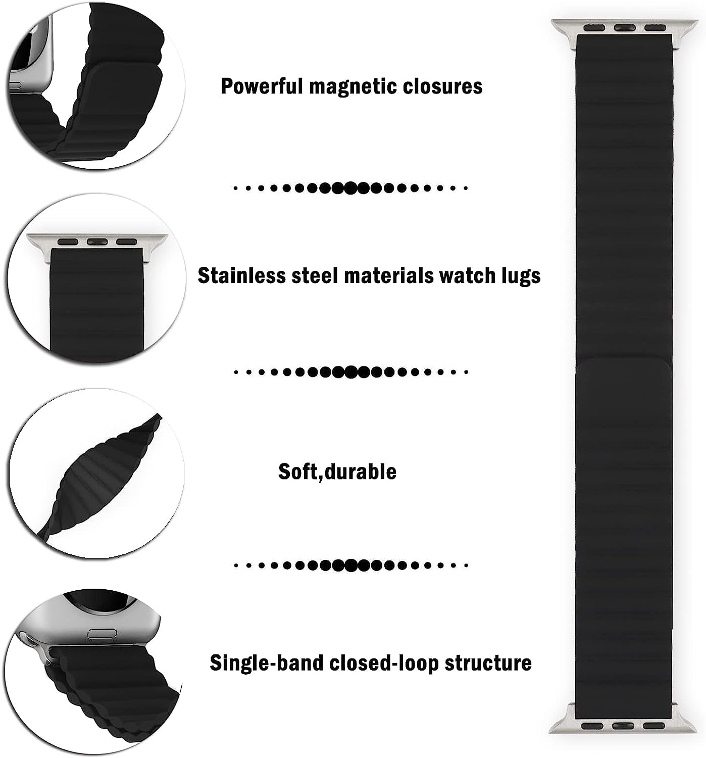 ZOMFOM Magnetic Band Compatible for Apple Watch 42Mm 44Mm 45Mm 49Mm, Sport Silicone Adjustable Loopback Wristband for Iwatch Series 8 7 6 5 4 3 2 1 SE  ZOMFOM   