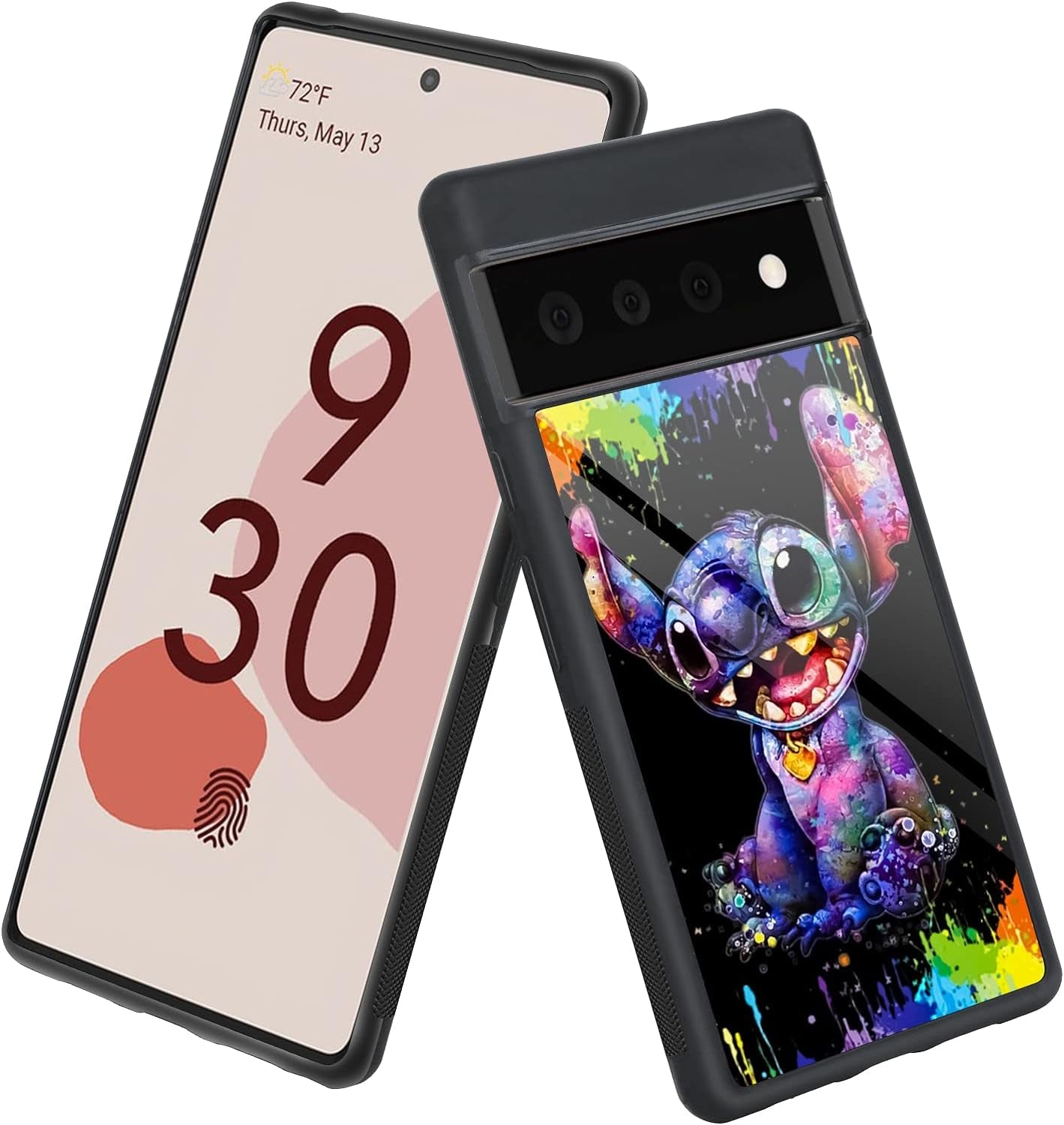 Cartoon Case for Google Pixel 6 Pro Case Cute Stitch Cartoon Character Pattern Tire Anti-Slip Anti-Scratch Design TPU +PC Shockproof Protection Bumper Black Cover for Google Pixel 6 Pro (2021)  cuwana   