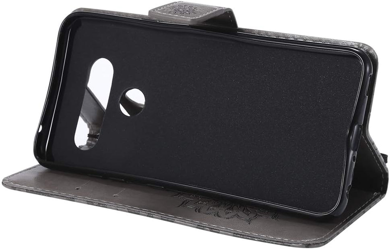 ISADENSER LG V40 Thinq Case LG V40 Flip Case for Women [Wallet Stand] as Case with Shockproof Cards Slot Holder Cash Pockets Magnetic Closure PU Leather Wallet Case Cover for LG V40 Thinq Gray Sun  ISADENSER   