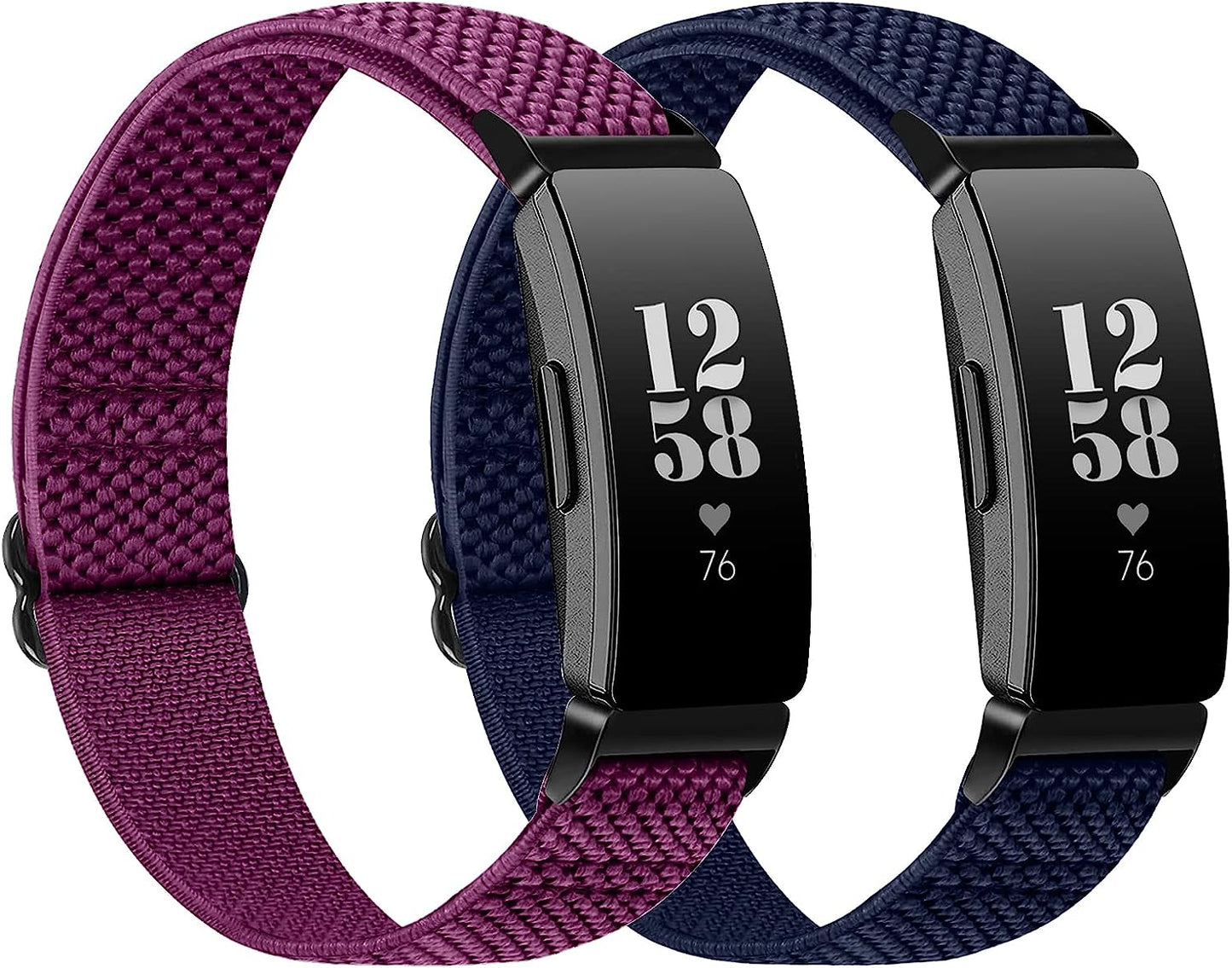 XFYELE Elastic Nylon Band Compatible with Fitbit Inspire 2/ Inspire/Inspire Hr/Inspire Ace 2/ Inspire Ace 3，Adjustable Stretch Breathable Nylon Sport Loop Replacement Strap for Women Men  XFYELE Indigo-Purple  