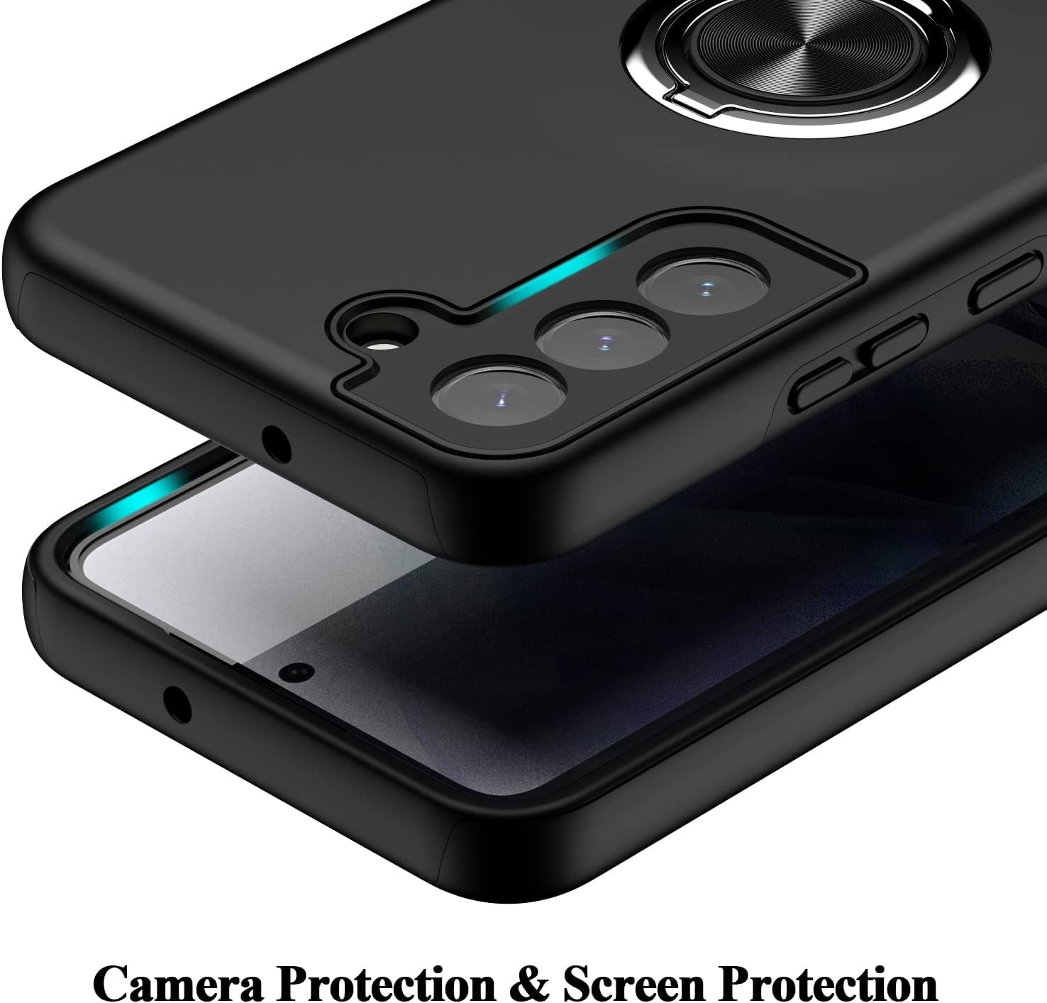 MMHUO for Galaxy S21 Case,Dual Layer Military Grade Drop Protection Slim Samsung S21 Kickstand Case with Hidden Ring Holder Shockproof Protective Phone Case for Samsung Galaxy S21 5G,Black  MMHUO   