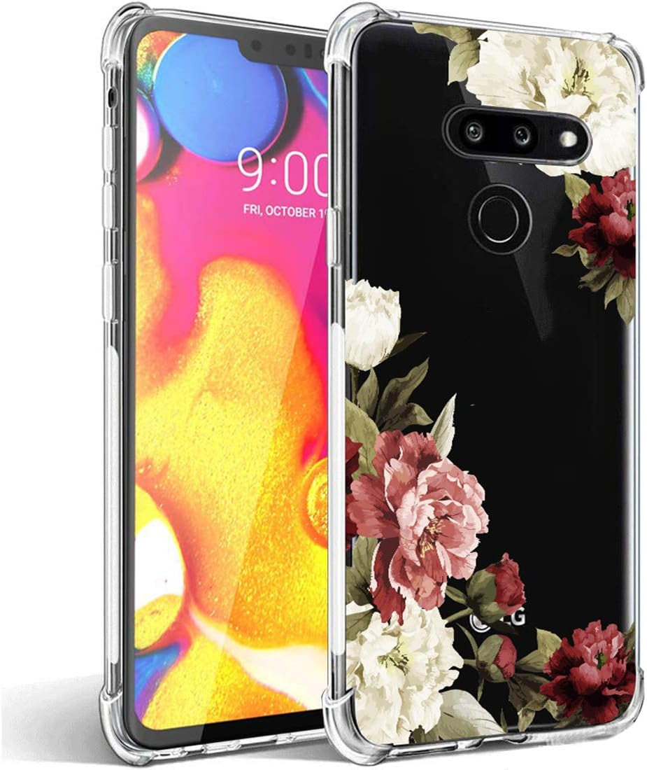 Ueokeird for LG G8 Thinq Case, for LG G8 Case with Flowers, Slim Shockproof Clear Floral Pattern Soft Flexible TPU Back Phone Protective Cover for LG G8 Thinq (2019 Release) (Blossom Flower)  Ueokeird   