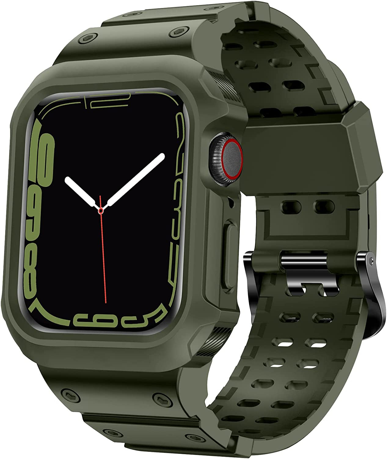 XYF Compatible for Apple Watch Ultra Band 49Mm 45Mm 44Mm 42Mm 41Mm 40Mm 38Mm with Case for Men Women, Shockproof Durable Sport Rugged Case Band for Iwatch SE Series 8 7 6 5 4 3 2 1  XYF Green 42/44/45mm 