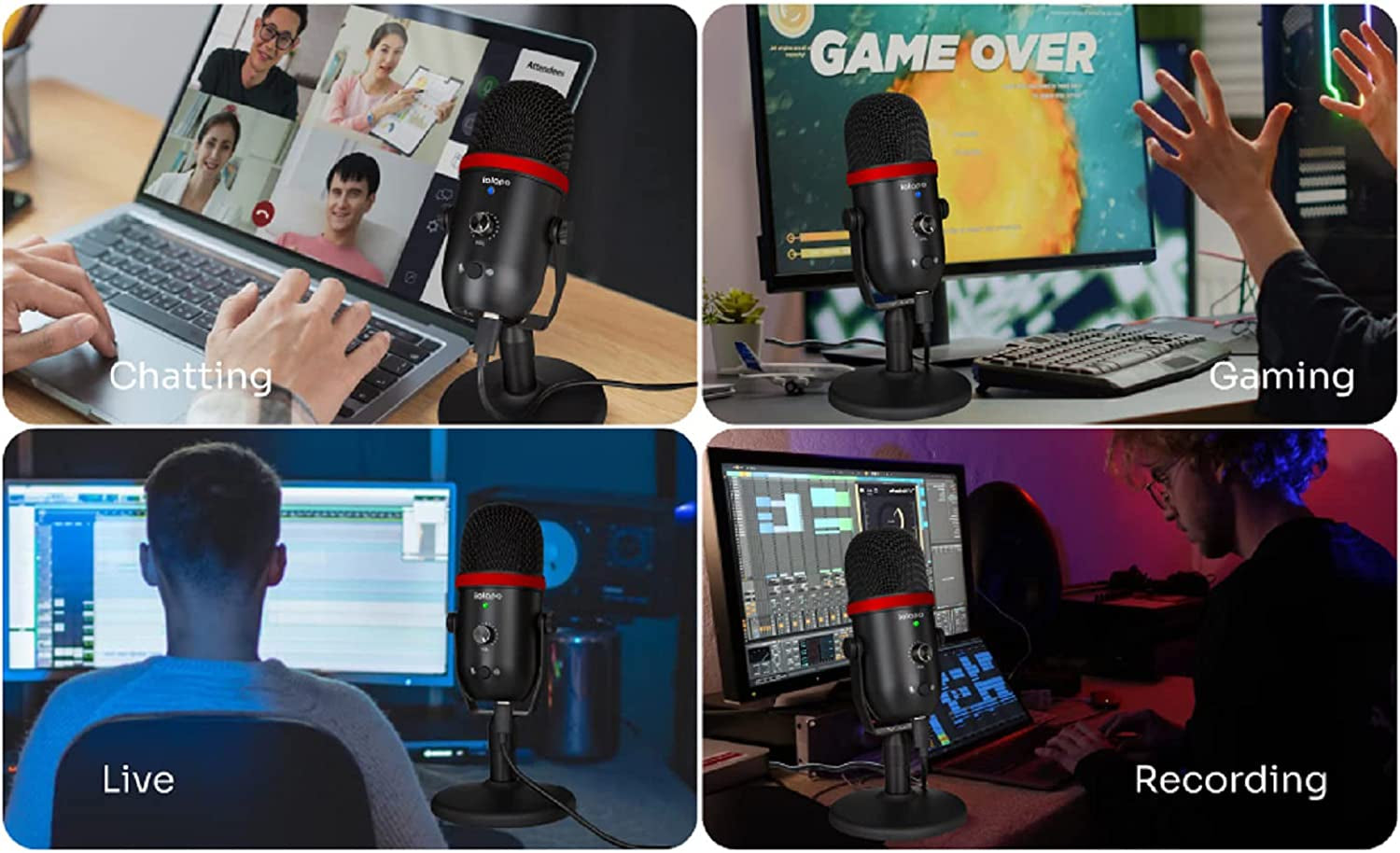 Iqlqpq Podcast Microphone USB Microphone for Phone,Pc/Laptop/Ps4/5,Professional ASMR Microphone with Noise Cancelling Plug and Play Microphone for Streaming,Podcast,Studio  iQlQPQ   