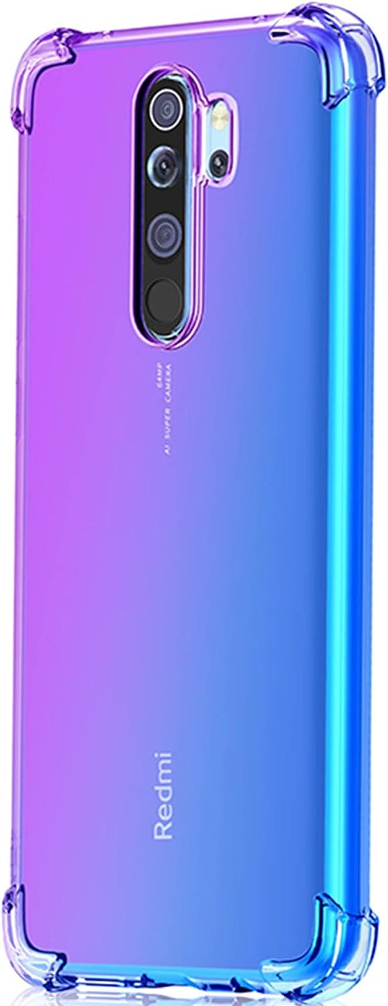 HUANGTAOLI Case Compatible with Xiaomi Redmi Note 8 Pro, Slim Soft TPU Shockproof Transparent Crystal Clear Phone Case Cover with Corner Bumper  HUANGTAOLI Purple/Blue  