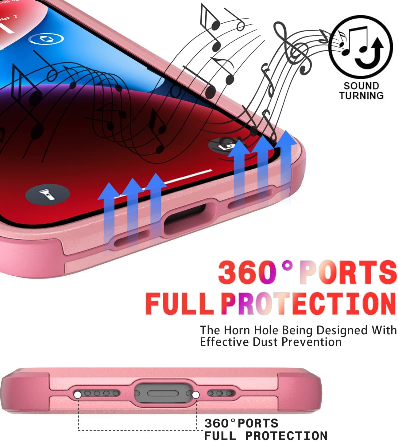 Diverbox for Iphone 14 Case [Shockproof] [Dropproof] [Tempered Glass Screen + Camera Lens Protector],Heavy Duty Protection Phone Case Cover for Apple Iphone 14 (Pink)  Diverbox   