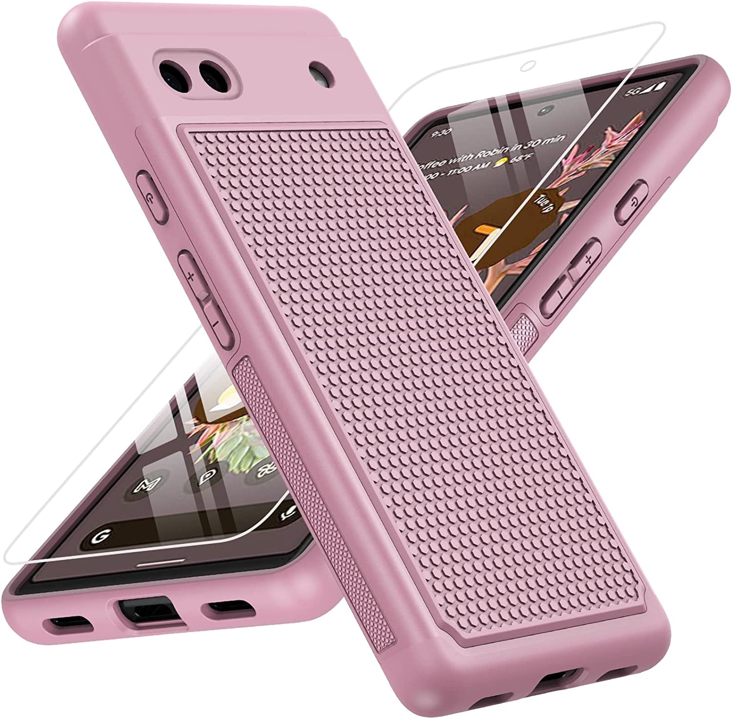 JXVM for Google Pixel 6A Phone Case: Dual Layer Protective Heavy Duty Cell Phone Cover Shockproof Rugged with Non Slip Textured Back | Military Drop Protection Bumper Tough - 6.1Inch (Burgundy Purple)  JXVM Raspberry Pink  