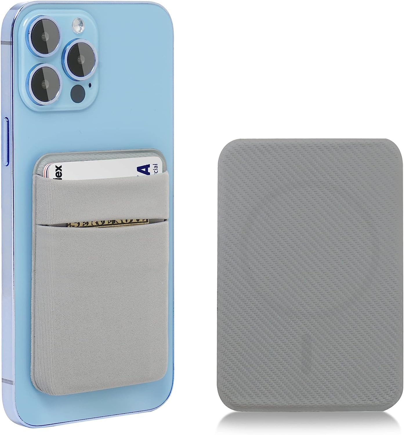 Yesdoes Magnetic Phone Card Holder,Compatible with Magsafe,Stretchy Lycra Double Pocket Wallet,Credit ID Card Cash Pouch,Mag Safe Phone Sleeve Case,Design for Iphone 14,13,12,Plus,Pro,Pro Max Black  YesDoes Gray  