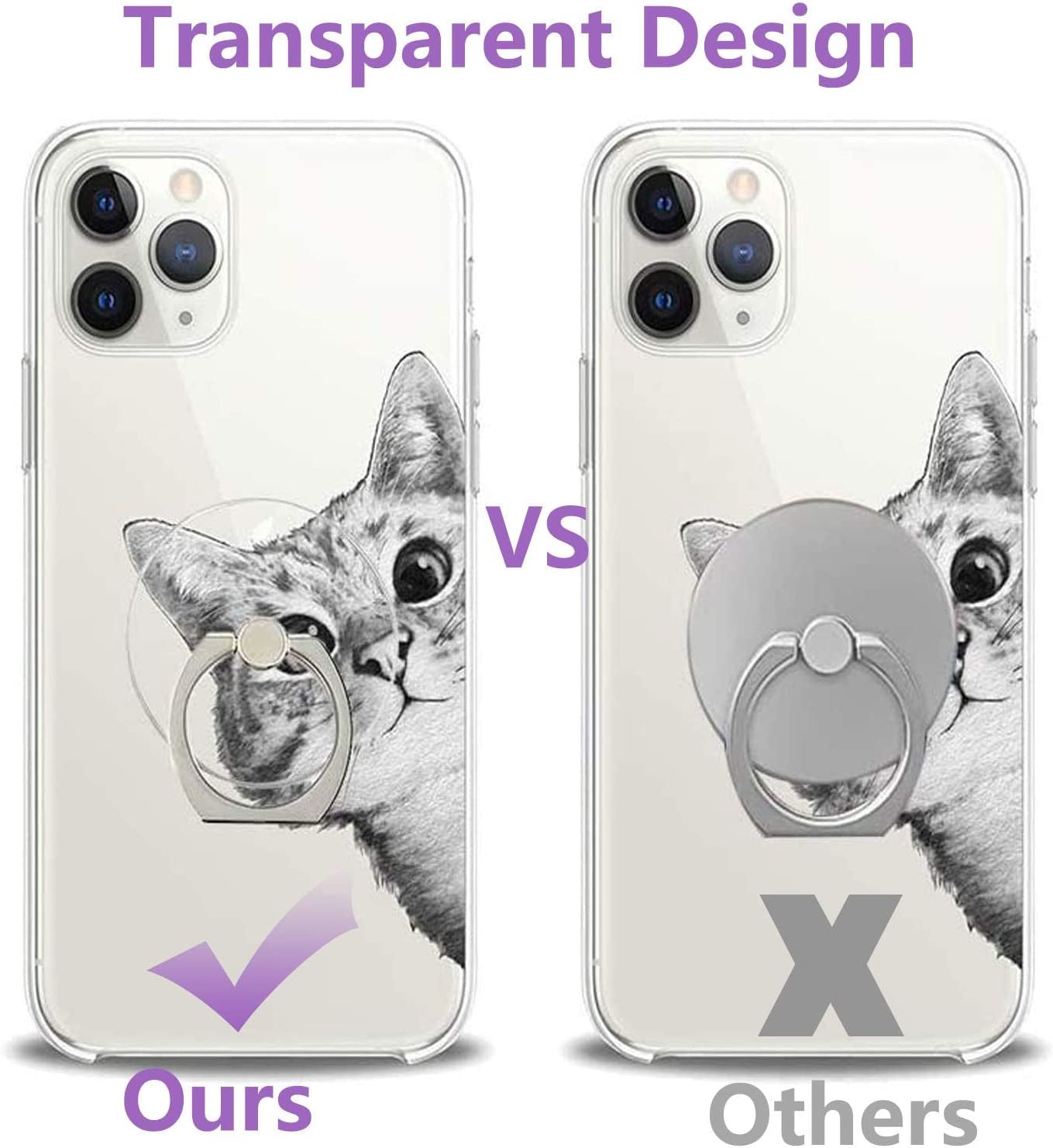 Phone Ring Transparent Cell Phone Ring Holder,360°Rotation Finger Ring Stand, Clear Cell Phone Kickstand Compatible with Most of Phones,Tablet and Case (1)  DFsucces   