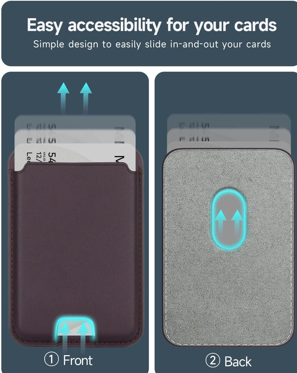 Magnetic Wallet Card Holder with Magsafe Compatible for Iphone 14/14 Plus/14 Pro/14 Pro Max, Iphone 13 Pro Max/13 Pro/13/13 Mini, Iphone 12/12 Pro/12 Pro Max, RFID Card Holder Wallet, Deep Purple  Doter   