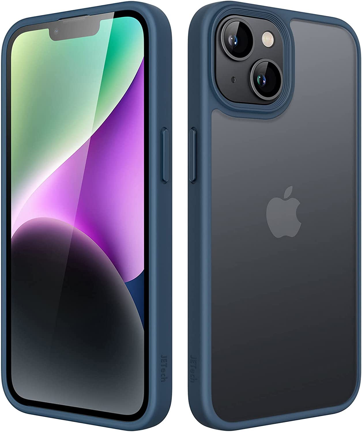 Jetech Matte Case for Iphone 14 6.1-Inch, Shockproof Military Grade Drop Protection, Frosted Translucent Back Phone Cover, Anti-Fingerprint (Black)  JETech Storm Blue  