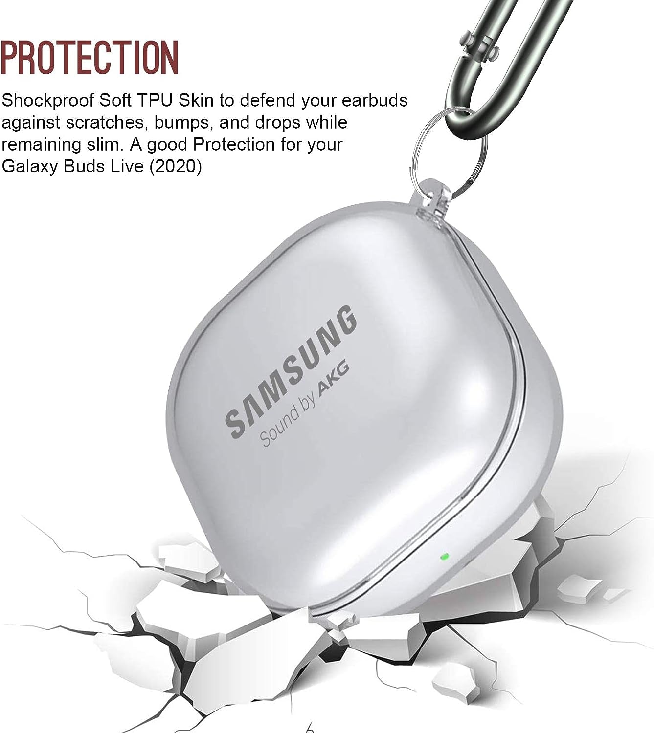 AIIKO Compatible Galaxy Buds 2 Pro Case 2022/Galaxy Buds 2/Pro Case 2021 /Galaxy Buds Live Case 2020 Clear Soft TPU Shockproof Case Protective Cover for Samsung Earbuds with Keychain - Clear Black  AIIKO   