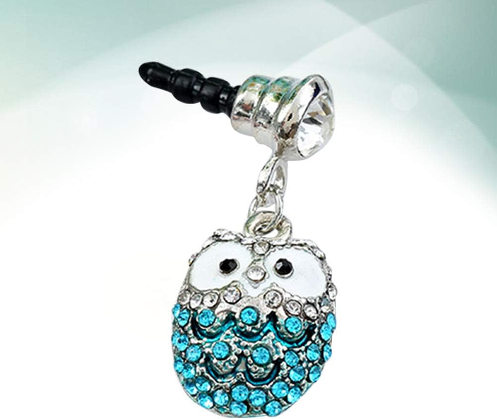 Hemobllo Diamonds Dust Plug Owl Earphone Jack anti Mobile Phone Accessories (Blue)  Hemobllo   