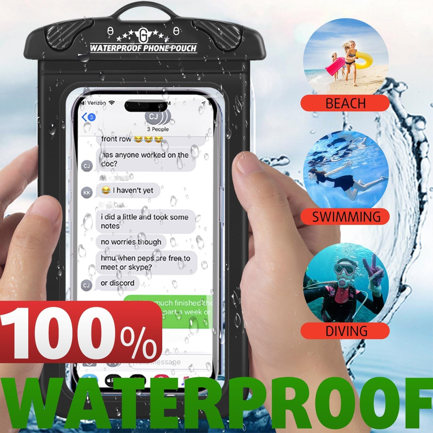 Waterproof Phone Pouch 2 Pack, 100% Waterproof Large Phone Dry Bag for Iphone 15 Pro Max, Iphone 14 Pro Max, 13 Pro Max, Samsung Galaxy S23 Ultra, Google Pixel 6 Pixel and Other Phones Black  G.CATACC   