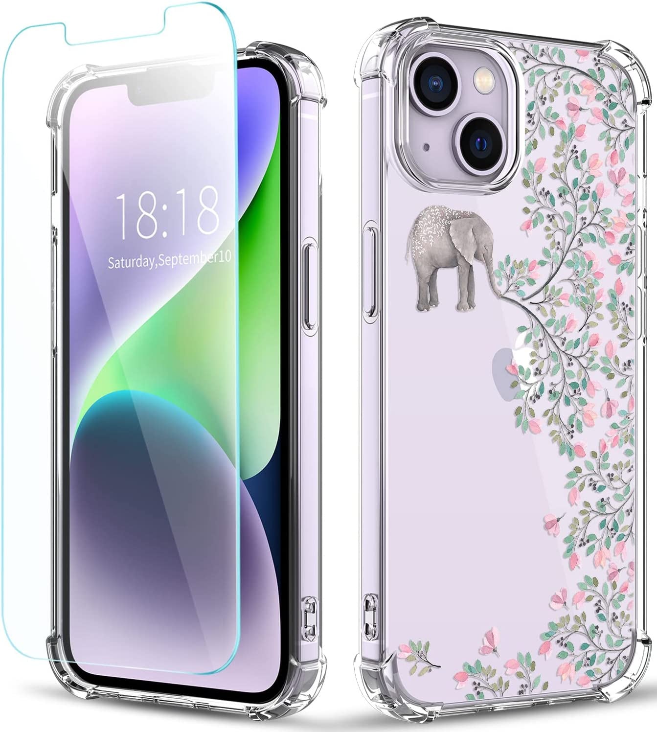 YOYORI Compatible with Iphone 14 Case Clear[With Screen Protector], Transparent Shockproof Protective Soft TPU Bumper Cover 6.1 Inch 2022  YOYORI i14-34  
