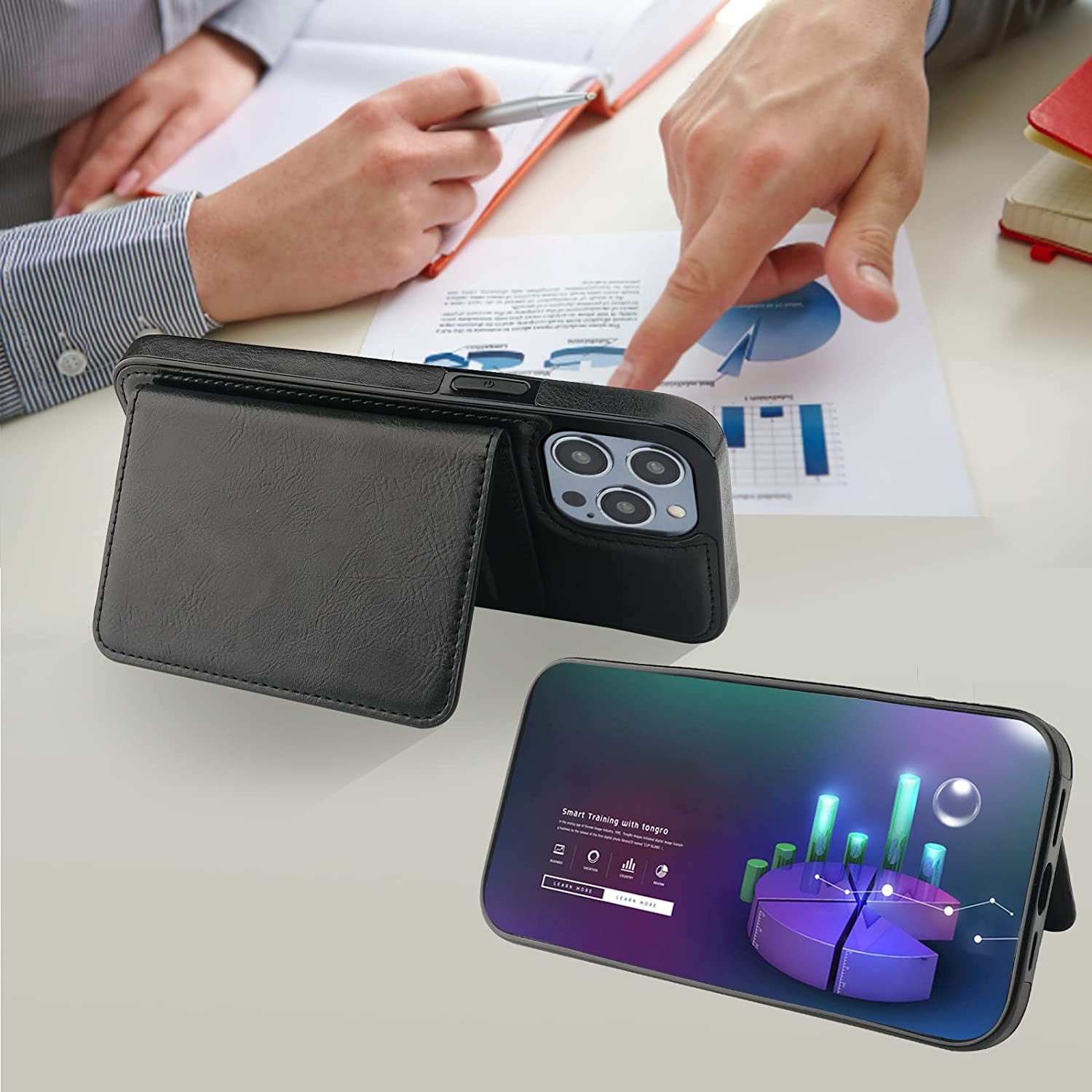 Bocasal Wallet Case for Iphone 14 Pro Compatible with Magsafe Magnetic RFID Blocking Detachable Premium PU Leather Flip Case with Card Slots Holder Kickstand Wireless Charging 6.1 Inch (Black)  Bocasal   