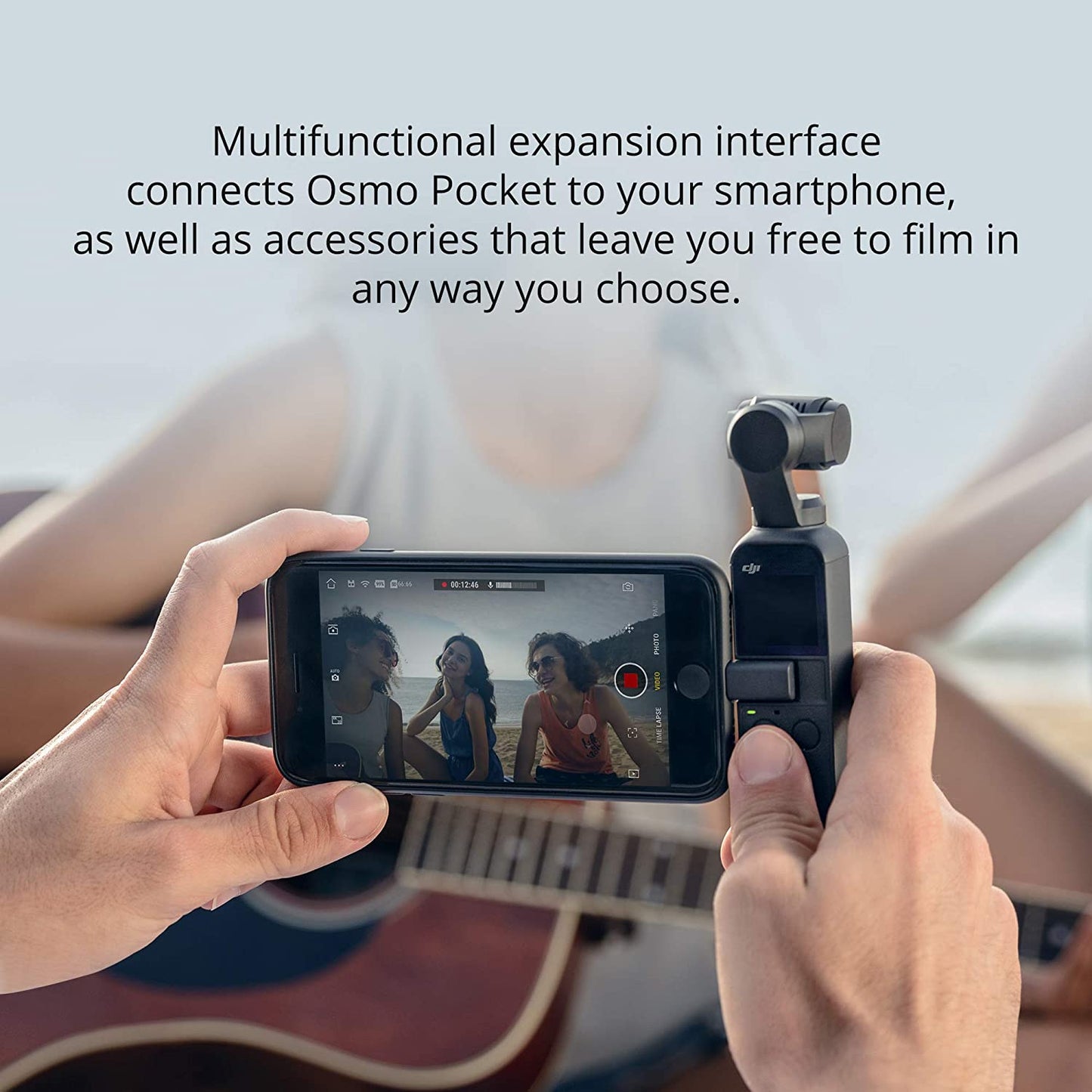 DJI Osmo Pocket - Handheld 3-Axis Gimbal Stabilizer with Integrated Camera 12 MP 1/2.3” CMOS 4K60 Video, for Youtube, Tiktok, Video Vlog, Streamlabs, Attachable to Smartphone, Android, Iphone, Black  DJI   