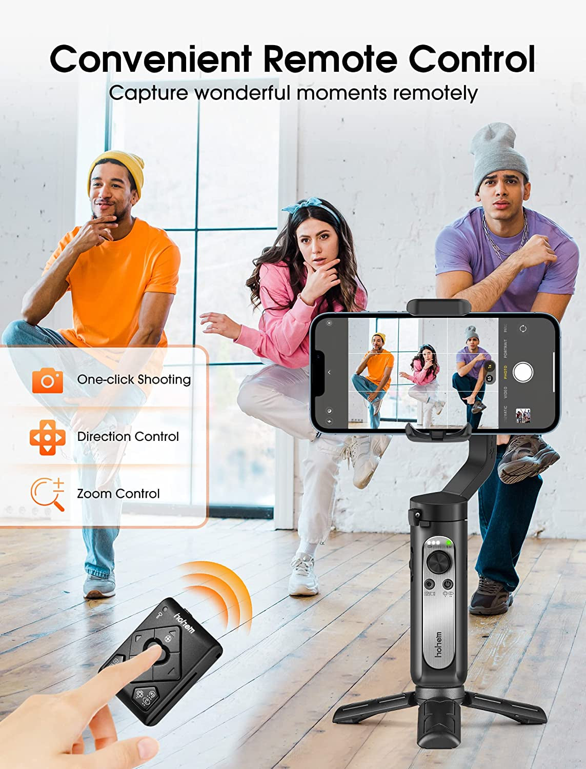 Hohem Isteady X2 Gimbal Stabilizer for Smartphone, 3-Axis Phone Gimbal with Remote Control, Foldable and Portable Stabilizer for Iphone & Android, Phone Stabilizer for Video Recording Youtube Tiktok  hohem   