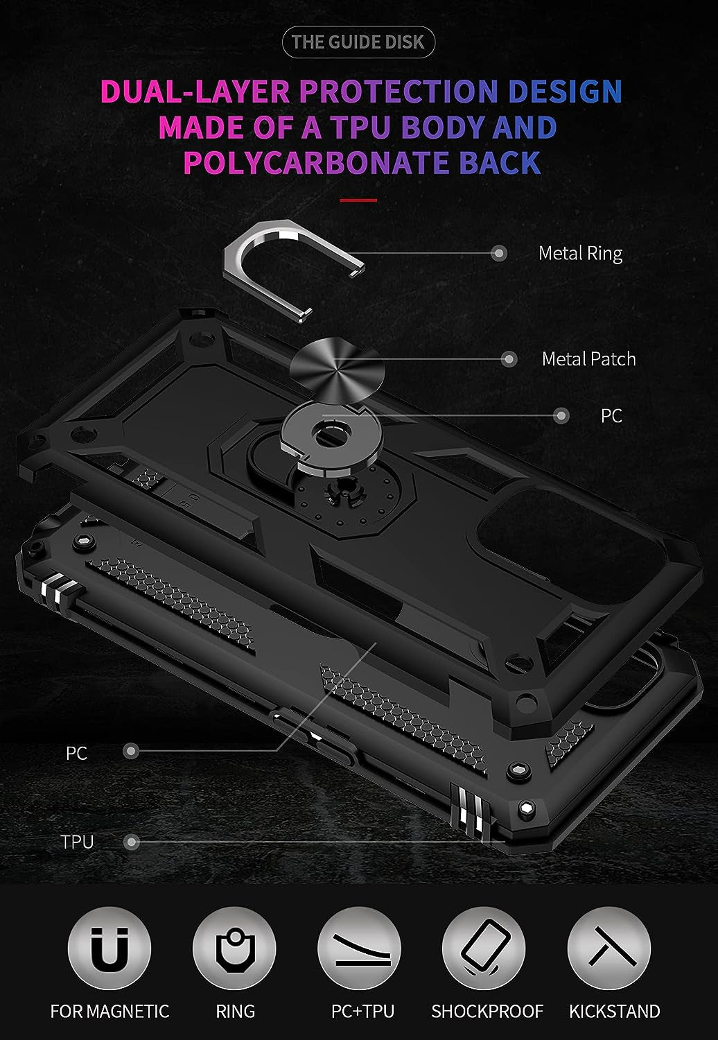 Military Grade Drop Impact for Oneplus Nord N200 5G Case Oneplus Nord N200 5G Case 360 Metal Rotating Ring Kickstand Holder Armor Heavy Duty Shockproof Case for Oneplus Nord N200 5G Phone Case (Black)  Dionsibei   