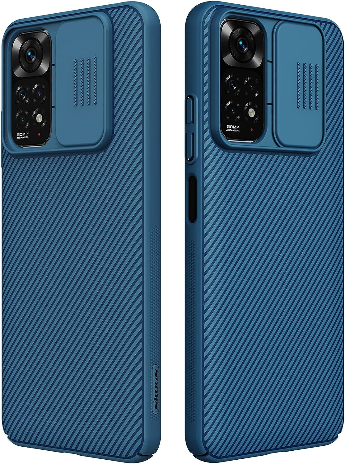 Xiaomi Redmi Note 11 (4G) Case with Camera Cover,Slim Fit Thin Polycarbonate Protective Shockproof Cover with Slide Camera Cover, Upgraded Case for Xiaomi Redmi Note 11 (4G) (Black)  Wefor Blue  