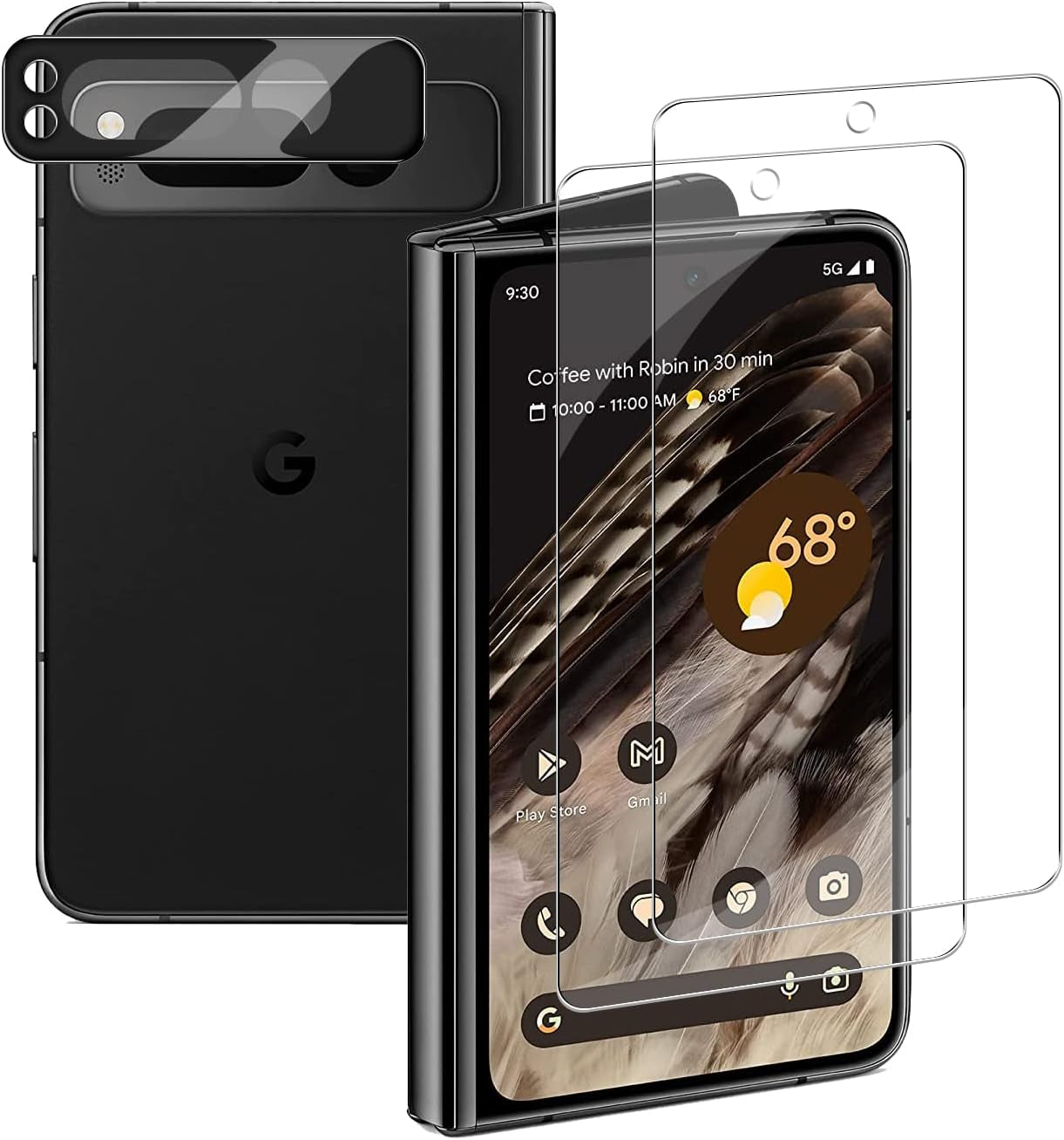 Pixel 7A Tempered Glass Screen Protector + Camera Lens Protector [ 2 + 2 Pack ][Fingerprint Unlock] [Anti-Scratch] [Case Friendly] HD Clear Protective Film for Google Pixel 7A  BIGFACE Transparent Pixel Fold(5.8'') 