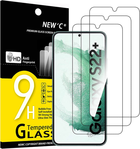 NEW'C [3 Pack] Designed for Samsung Galaxy S22 plus / S22 + Screen Protector Tempered Glass, Case Friendly Ultra Resistant  NEW'C   