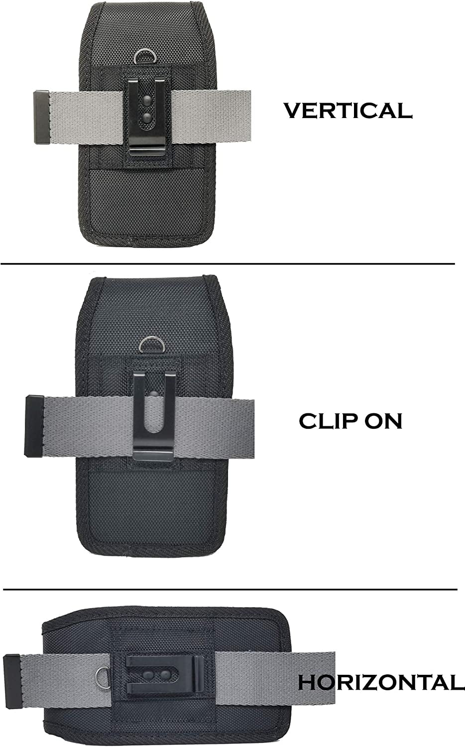 AISCELL Rugged Black Canvas Nylon Pouch Carrying Case Metal Belt Clip Holster for Oneplus Nord N30 5G, Nord N300 5G, 11,10T 5G,10 Pro,Nord N20 5G,Nord N200,Oneplus 9 (Fit Protective Case Cover On)  AISCELL   