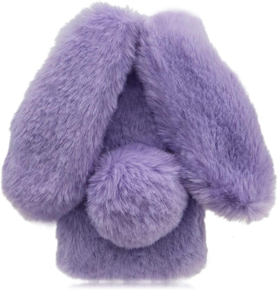 Compatible with Samsung Galaxy Note 20/Note 20 5G Case Rabbit Fur Ball Case Cute 3D Homemade Diamond Winter Warm Soft Furry Fluffy Fuzzy Bunny Ear Plush Purple Phone Case Cover for Girls Women Aearl  Areall   