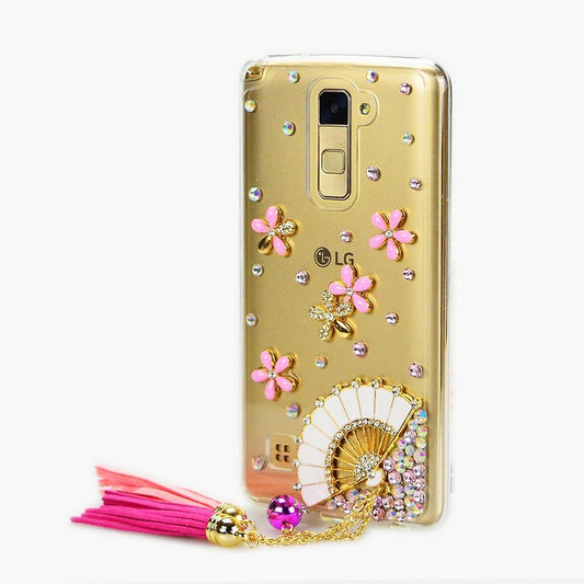 STENES LG G6 / LG G6 plus Case - Luxurious Series 3D Handmade Sparkly Crystal Bling Cover Hybrid Drop Bumper Protection Case with Retro Bows anti Dust Plug - Fan Chain Tassel Flowers  STENES   