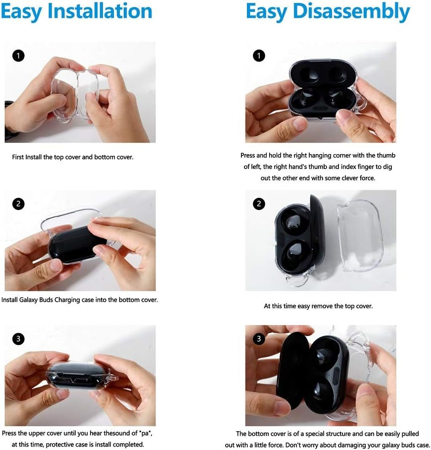 Fironst Polycarbonate Case Cover for Galaxy Buds/Buds+ Plus, Sturdy and Shockproof, No Adhesive Protective Cover Skin Compatible with Samsung Galaxy Buds 2019 2020 Earbuds Accessories (Clear)  Fironst   