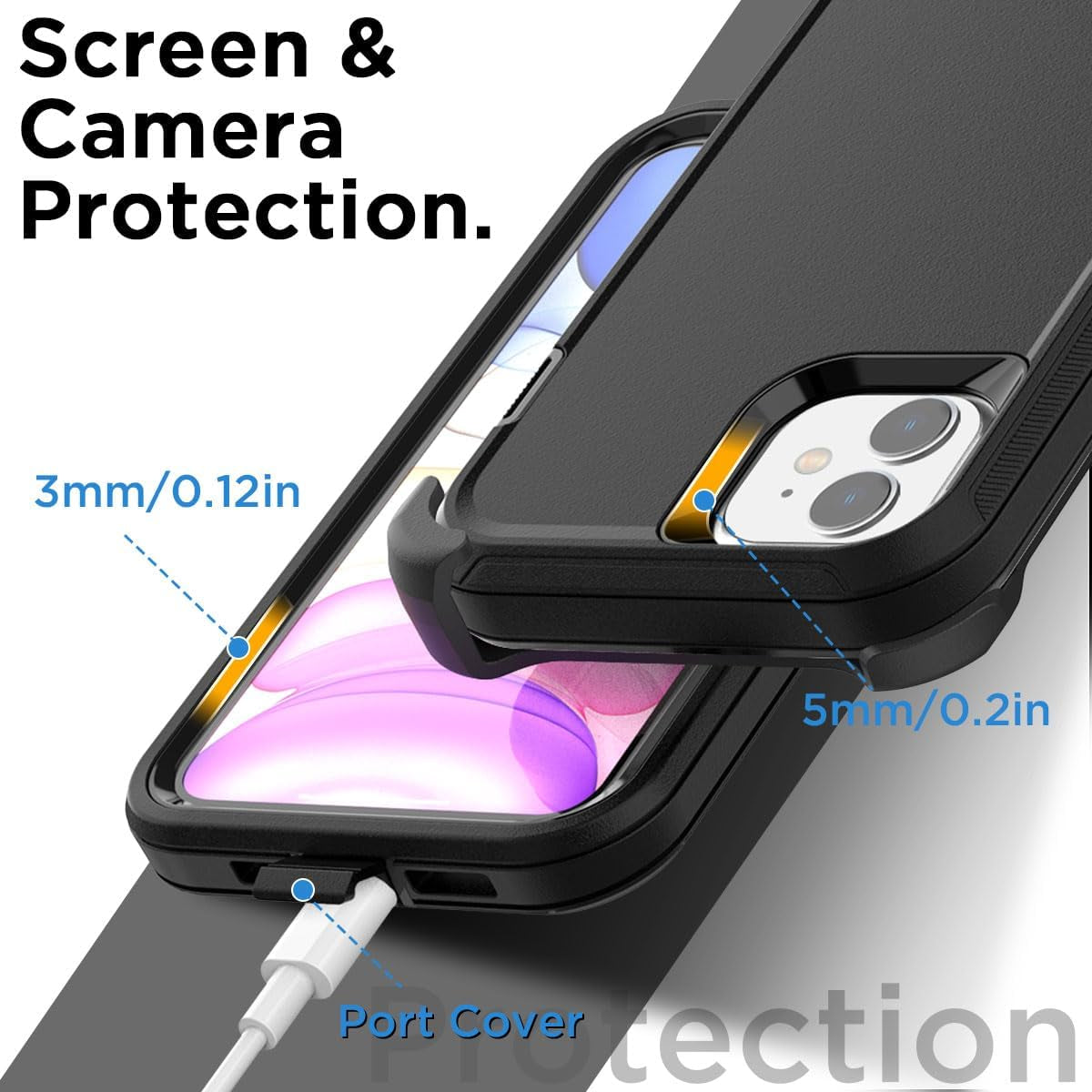 Aicase for Iphone 11 Case with Belt-Clip Holster, Heavy Duty Drop Protection Rugged Shockproof/Drop/Dust Proof 3-Layer Protective Durable Indestructible Phone Cover for Iphone 11, Black  AICase   