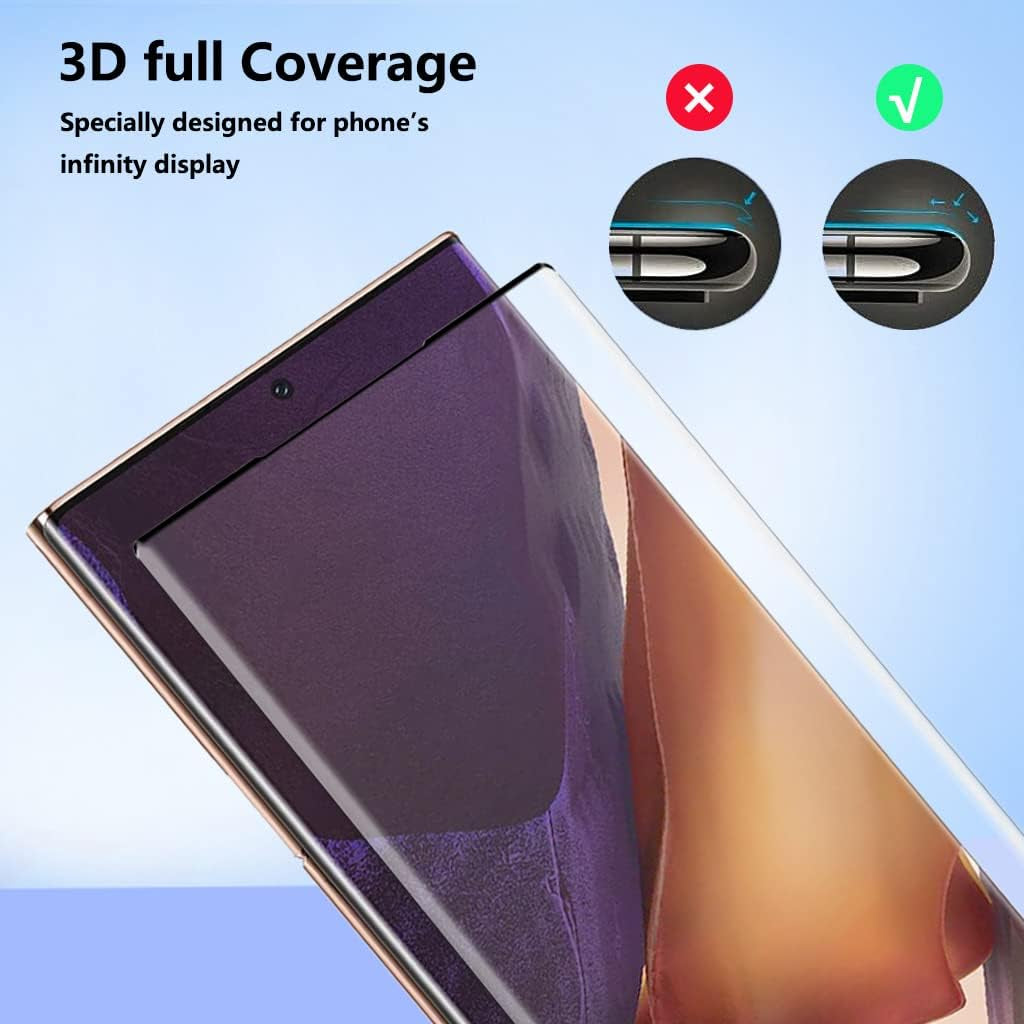 Micger Galaxy Note 20 Ultra Screen Protector, 2 Pack Camera Lens Protector【2+2 Pack】 Compatible Fingerprint, Easy Installation, 3D Glass 9H Hardness Tempered Glass Screen Protector for Samsung Galaxy Note 20 Ultra 5G  Micger   