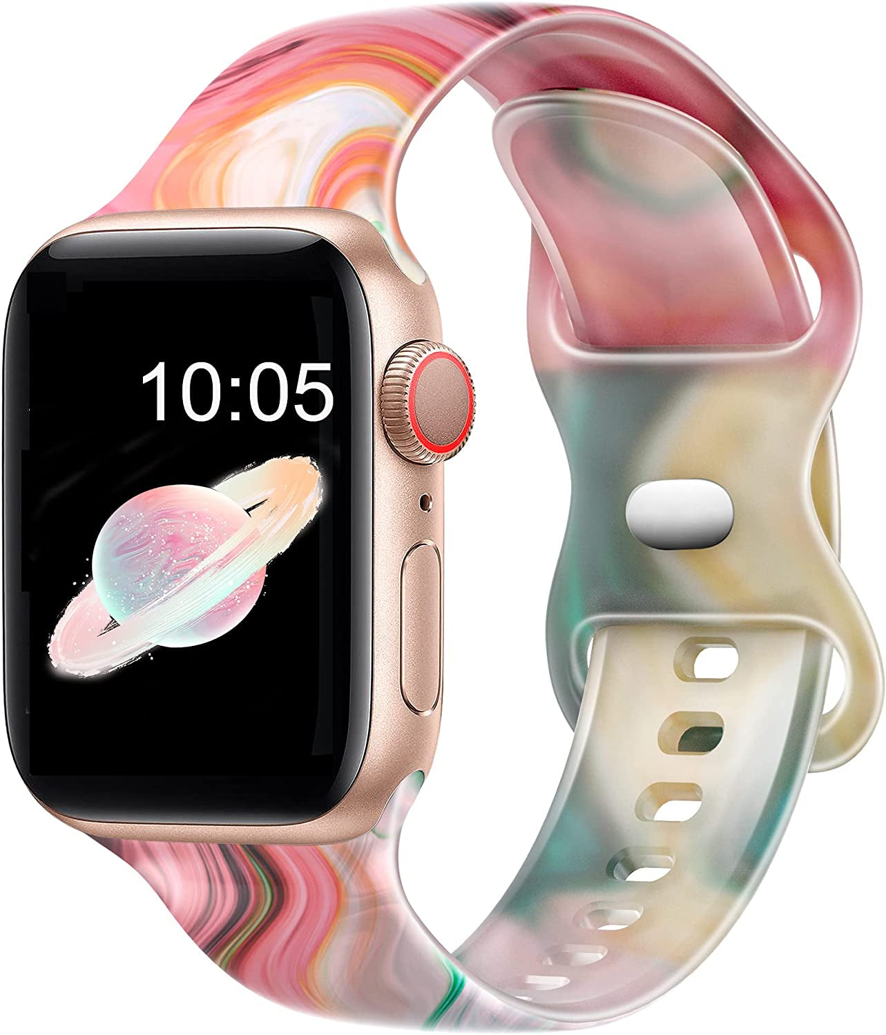 Witzon Compatible with Apple Watch Band Series 8/7/6/5/4/3/2/1/Se/Ultra, Iwatch 38Mm 40Mm 41Mm 42Mm 44Mm 45Mm 49Mm Bands for Women, Cute Print Silicone Sport Strap Replacement Accessories  Witzon Pink Blue Marble 38/40/41mm S/M 