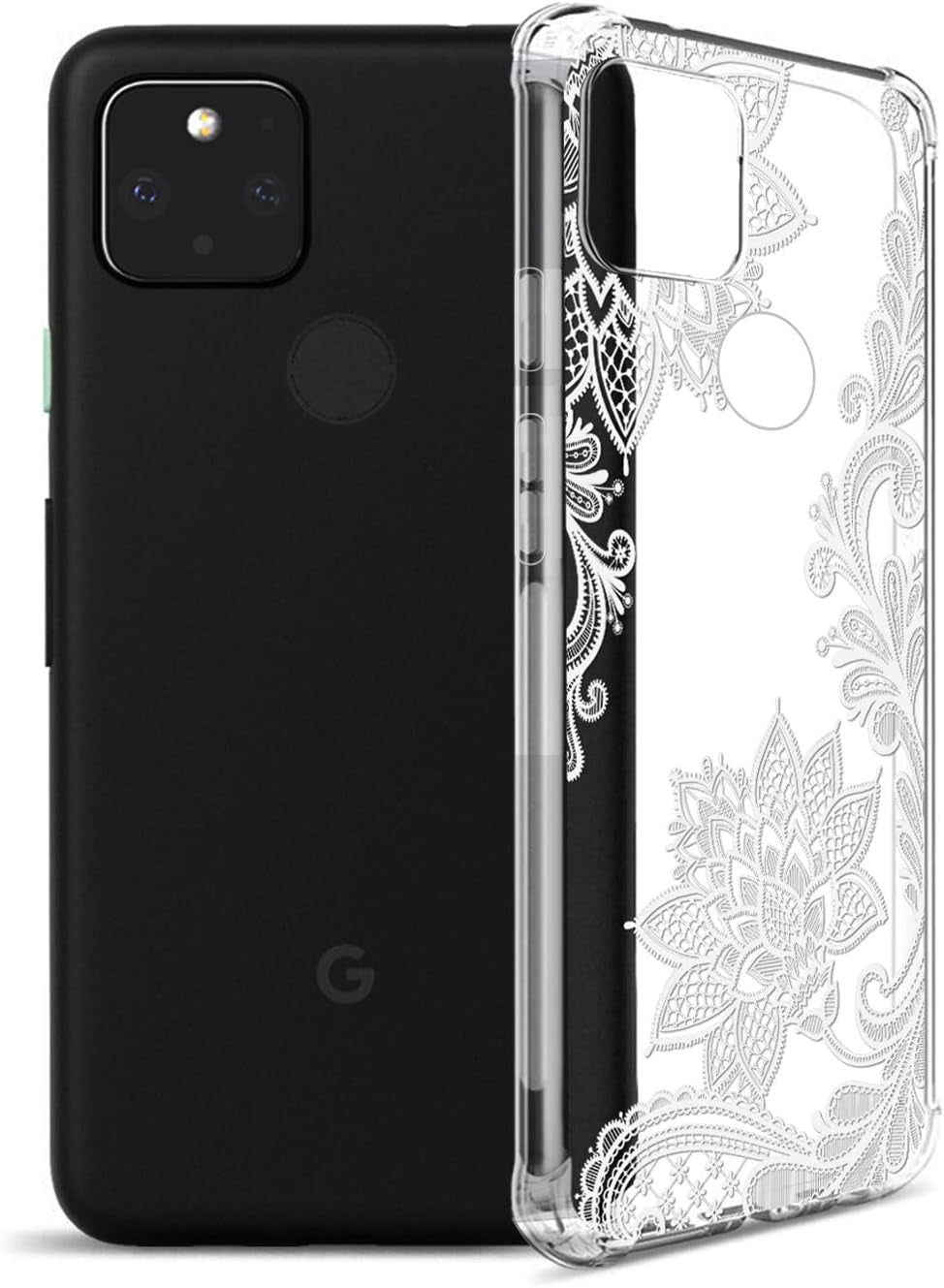 GREATRULY Floral Clear Case for Pixel 5 for Women/Girls,Pretty Phone Case for Google Pixel 5 (2020),Flower Design Slim Soft Transparent Drop Proof TPU Bumper Cushion Silicone Cover Shell,Fl-S  GREATRULY   