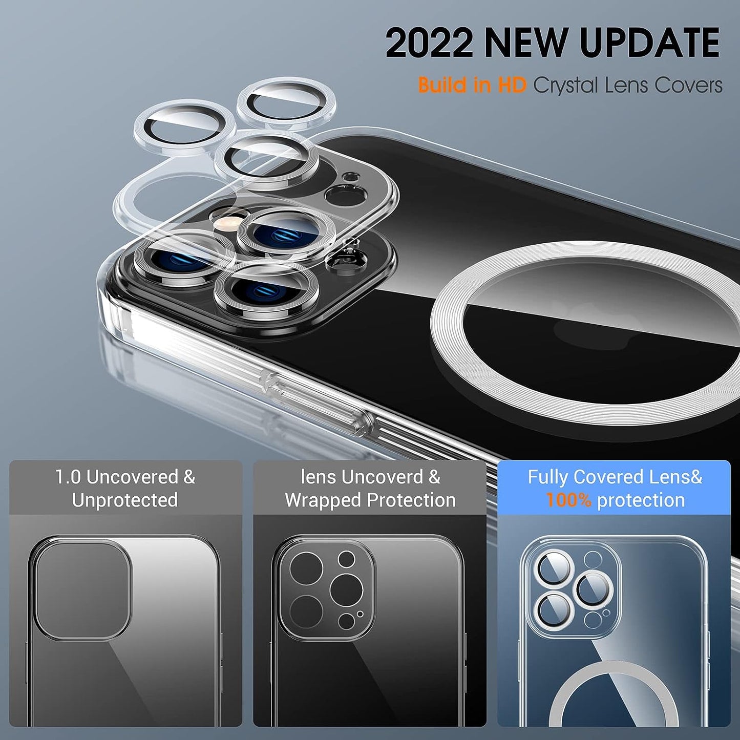 Magnetic Clear for Iphone 14 Pro Max Case with Magsafe [Integrated Camera Glass] Women Phone Case [Original Iphone Exterior] Silicone Cover Slim Thin [Non-Yellowing] Anti-Fingerprint Scratch Men  DOSNTO   