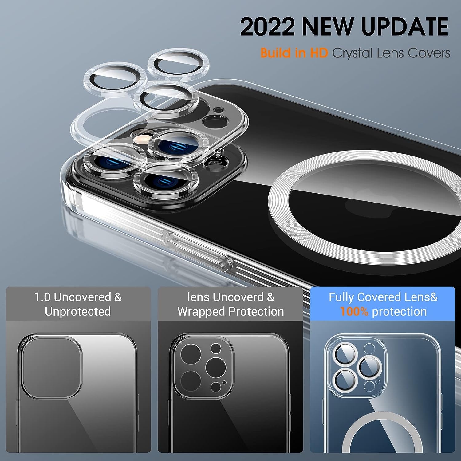 Magnetic Clear for Iphone 14 Pro Max Case with Magsafe [Integrated Camera Glass] Women Phone Case [Original Iphone Exterior] Silicone Cover Slim Thin [Non-Yellowing] Anti-Fingerprint Scratch Men  DOSNTO   