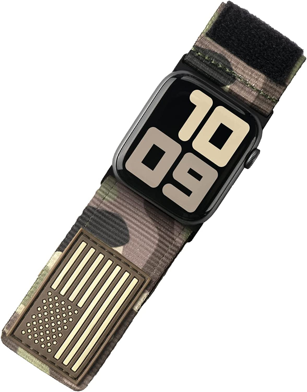 Tefeca Fortitude Series Adjustable Band for Apple Watch/Apple Watch Ultra  Tefeca Ultra Wide USA Flag Camo Nylon 49/45/44/42mm Extra Large 