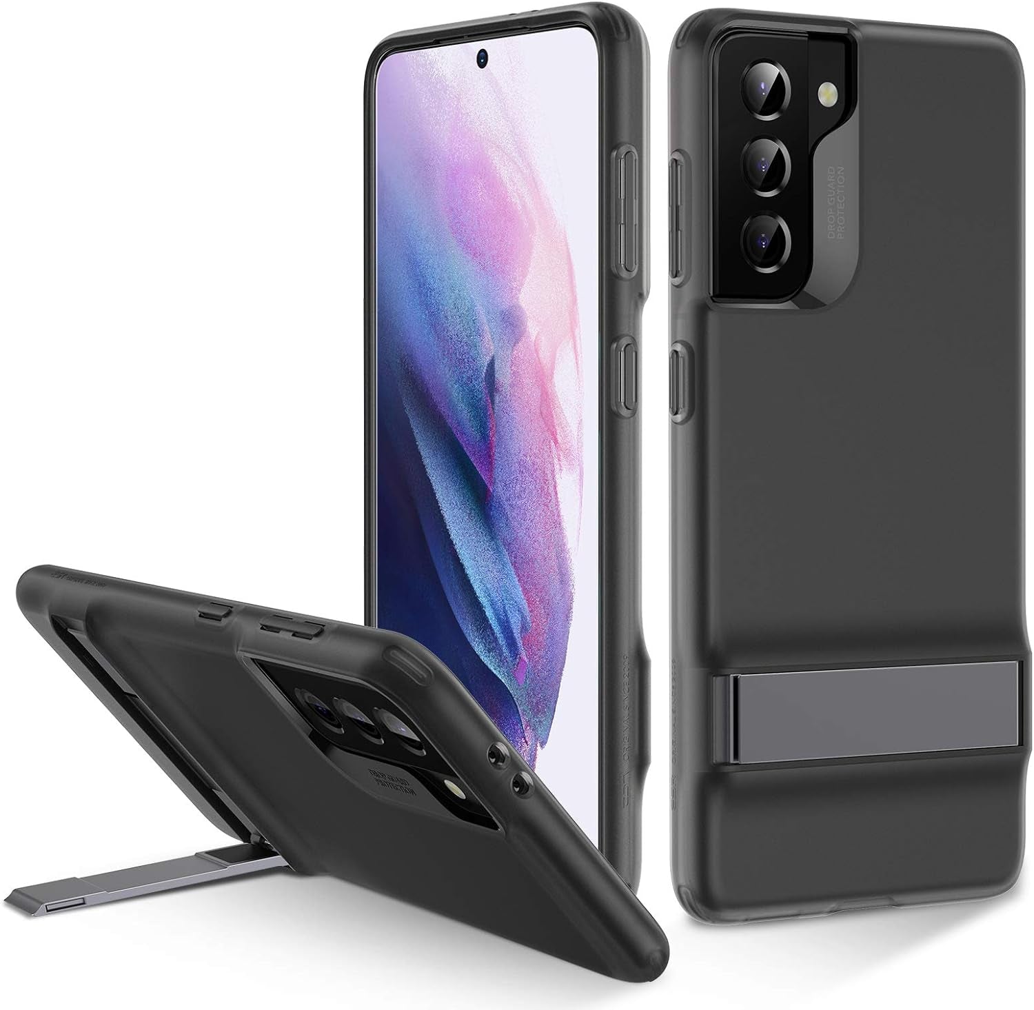 ESR Metal Kickstand Case Compatible with Samsung Galaxy S21 plus (6.7-Inch) (2021) [Reinforced Drop Protection] [Portrait and Landscape Stand], Translucent Black  Electronic Silk Road Corp   