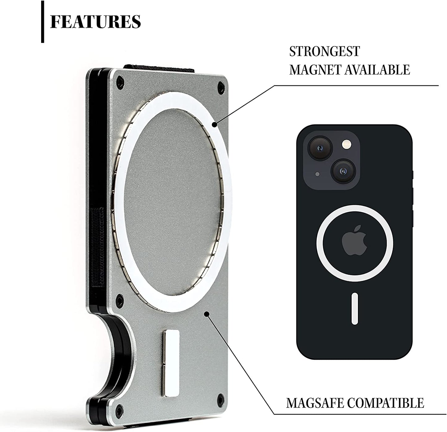 Magsafe Wallet with Airtag Holder, Ultra Strong Magnet - Aluminum RFID Blocking Mini Wallet Holds up to 12 Cards | Compatible with All Iphone 14, 13 and 12 Pro/Pro Max/Mini Models  e+count   