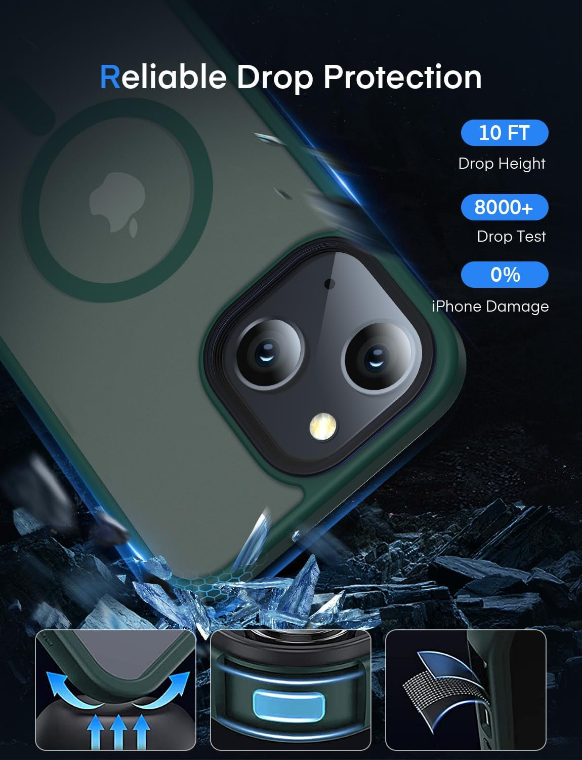 Mgnaooi Magnetic Case for Iphone 14 plus Case,[Mil-Grade Drop Tested & Compatible with Magsafe] Translucent Matte Back with Aluminum Alloy Keys,Shockproof Phone 14 plus Case 6.7 Inch, Green  Mgnaooi   