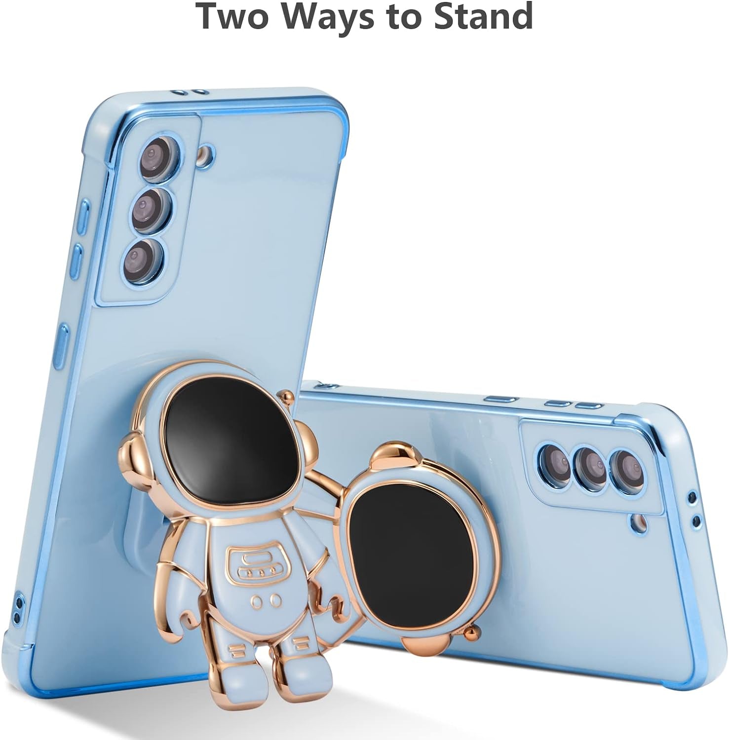 RALEAVO for Samsung Galaxy S21 plus Case Cute 6D Astronaut Case with Stand Function Luxury Plating Case Cover Slim Fit Soft TPU Shockproof Bumper Protective Electroplated Case for Girls Boys,Blue  RALEAVO   