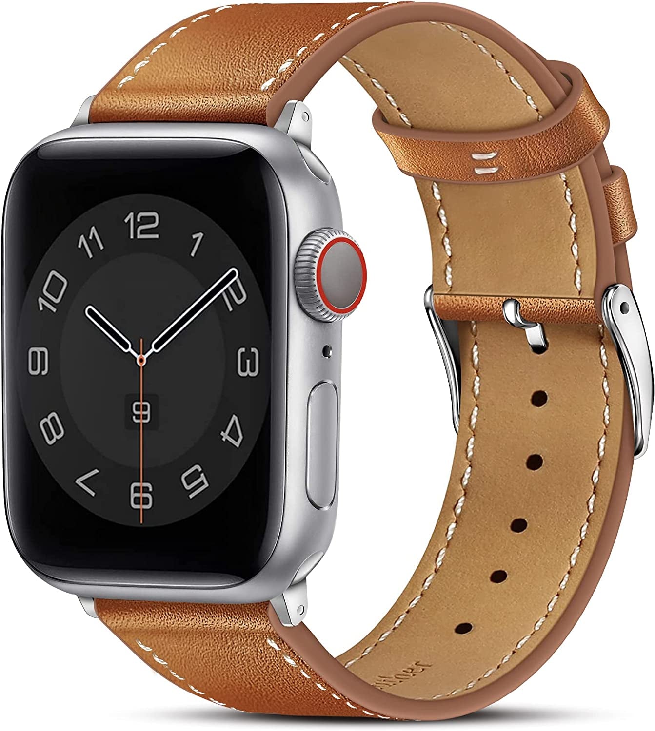 MARGE plus Compatible with Apple Watch Band Series SE 8 7 6 5 4 3 2 1 Ultra 49Mm 45Mm 41Mm 44Mm 40Mm 42Mm 38Mm, Genuine Leather Replacement Band for Iwatch, Leather Apple Watch Strap for Women & Men Brown  MARGE PLUS   